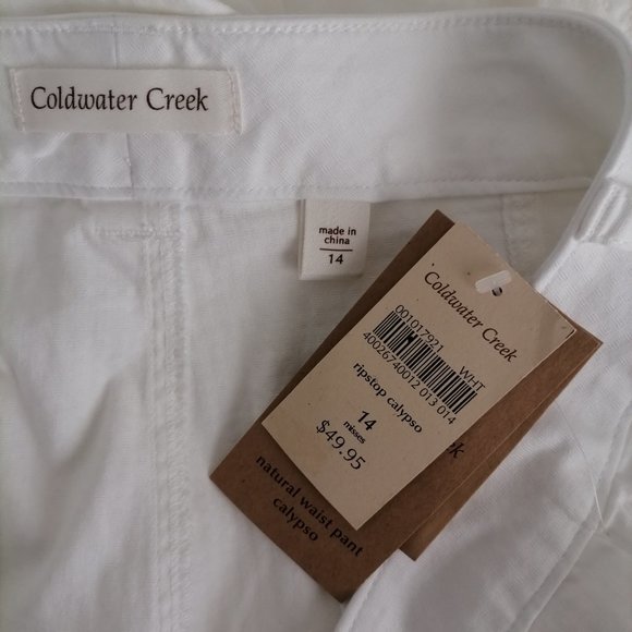 Coldwater Creek Women's White Ripstop Calypso Crop Capri Pants Size 14 New - Picture 5 of 6